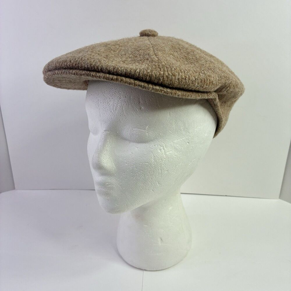 Kangol Beige Cabbie Newsboy Flat Hat Cap Size Medium Tan Brown
